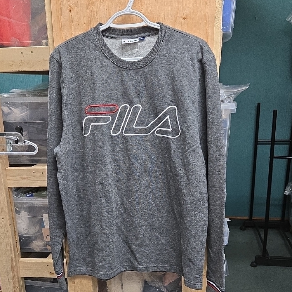 Fila Size M Grey Lightweight Crew Neck Sweatshirt